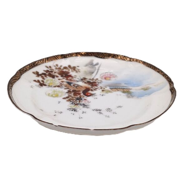 Vintage Japanese Kutani Style Hand Painted Cup And Saucer Eggshell Porcelain - Picture 12 of 16